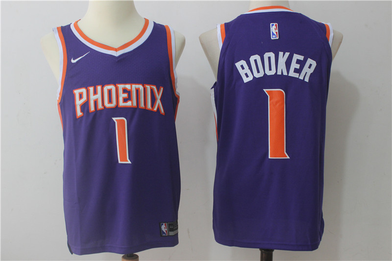 Nike NBA Phoenix Suns #1 Devin Booker Jersey 2017-18 New Season Purple Jersey