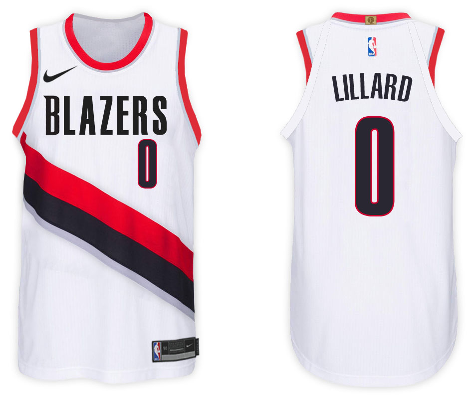 Nike NBA Portland Trail Blazers #0 Damian Lillard Jersey 2017-18 New Season White Jersey