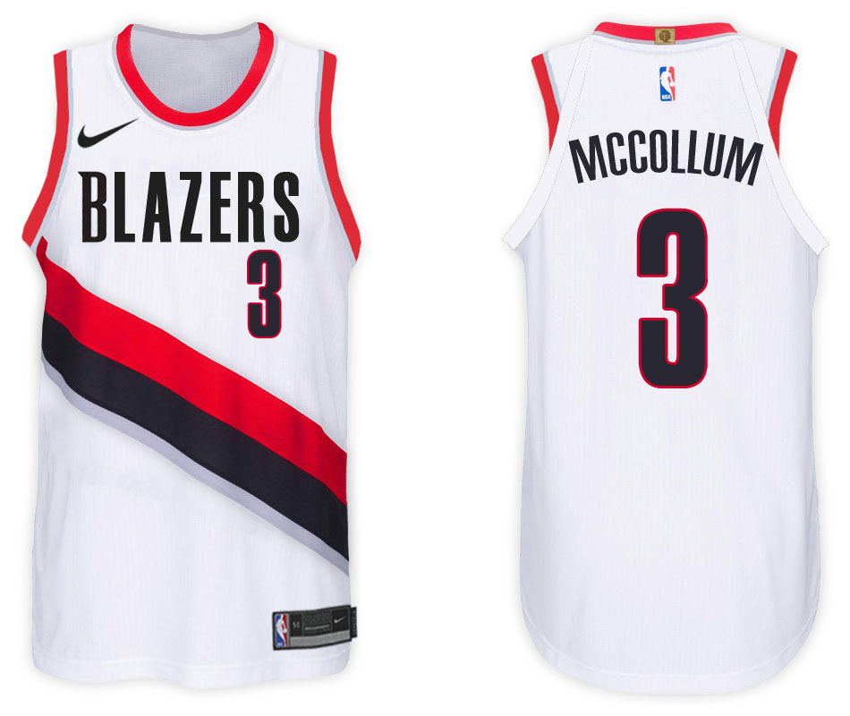 Nike NBA Portland Trail Blazers #3 C.J McCollum Jersey 2017-18 New Season White Jersey