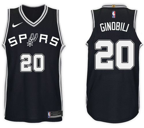 Nike NBA San Antonio Spurs #20 Manu Ginobili Jersey 2017-18 New Season Black Jersey