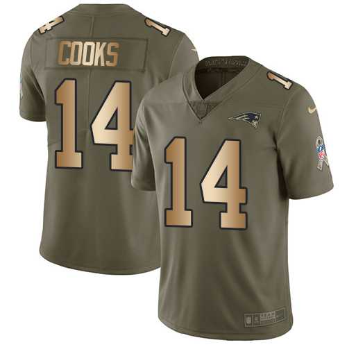Nike New England Patriots #14 Brandin Cooks Olive Gold Men's Stitched NFL Limited 2017 Salute To Service Jersey