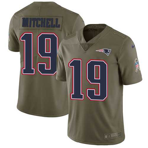 Nike New England Patriots #19 Malcolm Mitchell Olive Men's Stitched NFL Limited 2017 Salute To Service Jersey