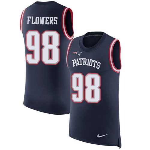 Nike New England Patriots #98 Trey Flowers Navy Blue Team Color Men's Stitched NFL Limited Rush Tank Top Jersey