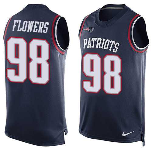 Nike New England Patriots #98 Trey Flowers Navy Blue Team Color Men's Stitched NFL Limited Tank Top Jersey