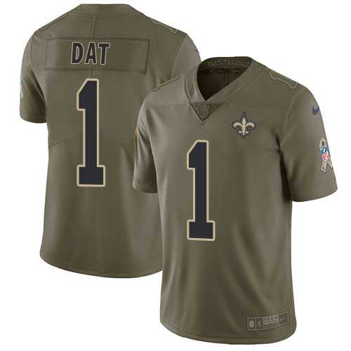 Nike New Orleans Saints #1 Who Dat Olive Men's Stitched NFL Limited 2017 Salute To Service Jersey