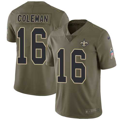 Nike New Orleans Saints #16 Brandon Coleman Olive Men's Stitched NFL Limited 2017 Salute To Service Jersey