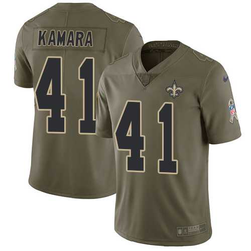 Nike New Orleans Saints #41 Alvin Kamara Olive Men's Stitched NFL Limited 2017 Salute To Service Jersey