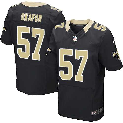 Nike New Orleans Saints #57 Alex Okafor Black Team Color Men's Stitched NFL Elite Jersey