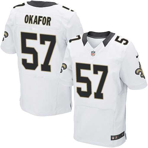 Nike New Orleans Saints #57 Alex Okafor White Men's Stitched NFL Elite Jersey