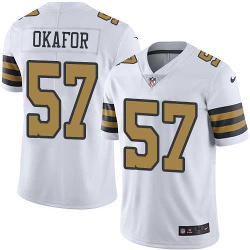 Nike New Orleans Saints #57 Alex Okafor White Men's Stitched NFL Limited Rush Jersey