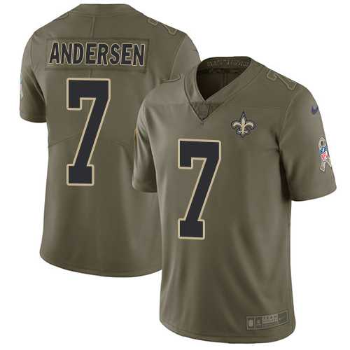 Nike New Orleans Saints #7 Morten Andersen Olive Men's Stitched NFL Limited 2017 Salute To Service Jersey