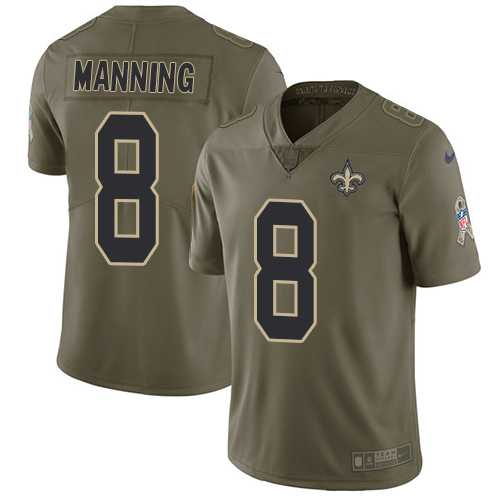 Nike New Orleans Saints #8 Archie Manning Olive Men's Stitched NFL Limited 2017 Salute To Service Jersey