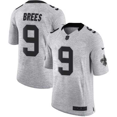 Nike New Orleans Saints #9 Drew Brees Gray Men's Stitched NFL Limited Gridiron Gray II Jersey