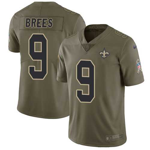 Nike New Orleans Saints #9 Drew Brees Olive Men's Stitched NFL Limited 2017 Salute To Service Jersey