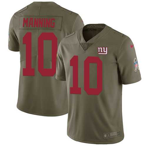 Nike New York Giants #10 Eli Manning Olive Men's Stitched NFL Limited 2017 Salute to Service Jersey
