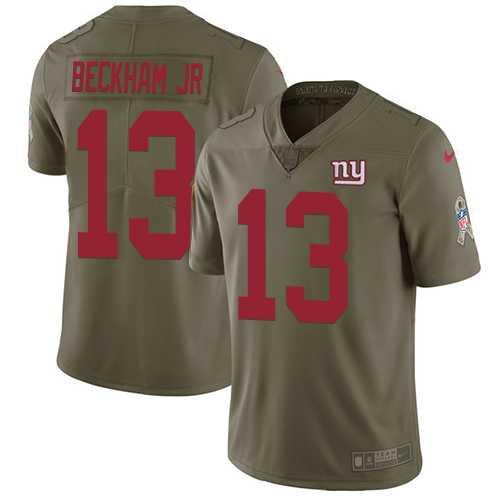 Nike New York Giants #13 Odell Beckham Jr Olive Men's Stitched NFL Limited 2017 Salute to Service Jersey