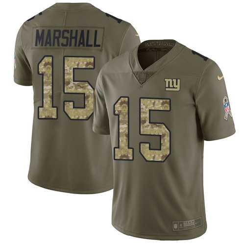 Nike New York Giants #15 Brandon Marshall Olive Camo Men's Stitched NFL Limited 2017 Salute To Service Jersey