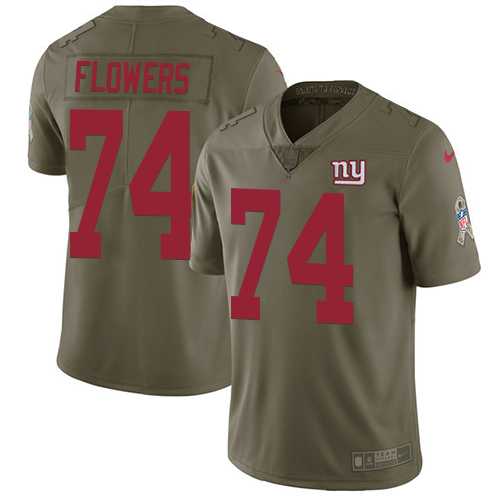Nike New York Giants #74 Ereck Flowers Olive Men's Stitched NFL Limited 2017 Salute to Service Jersey