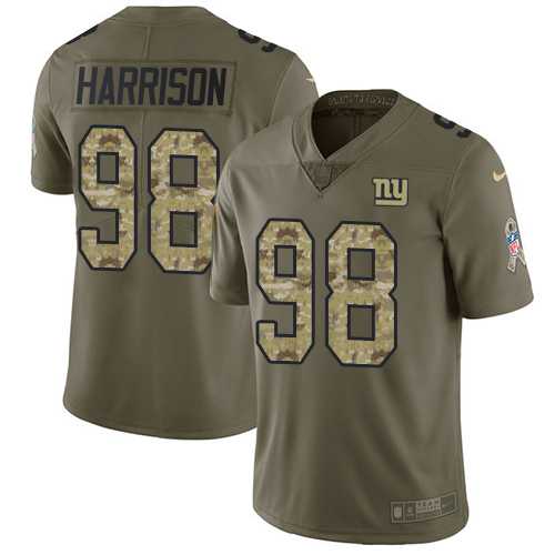 Nike New York Giants #98 Damon Harrison Olive Camo Men's Stitched NFL Limited 2017 Salute To Service Jersey