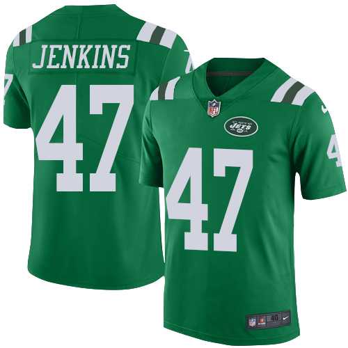 Nike New York Jets #47 Jordan Jenkins Green Men's Stitched NFL Elite Rush Jersey