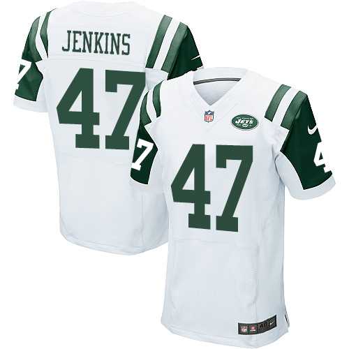 Nike New York Jets #47 Jordan Jenkins White Men's Stitched NFL Elite Jersey