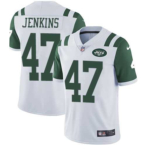 Nike New York Jets #47 Jordan Jenkins White Men's Stitched NFL Vapor Untouchable Limited Jersey
