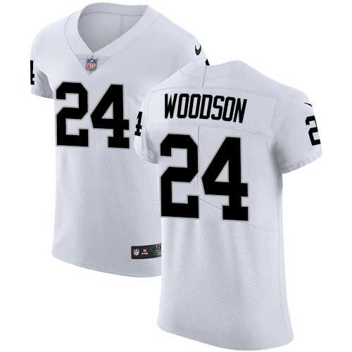 Nike Oakland Raiders #24 Charles Woodson White Men's Stitched NFL Vapor Untouchable Elite Jersey