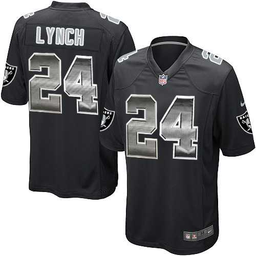 Nike Oakland Raiders #24 Marshawn Lynch Black Team Color Men's Stitched NFL Limited Strobe Jersey
