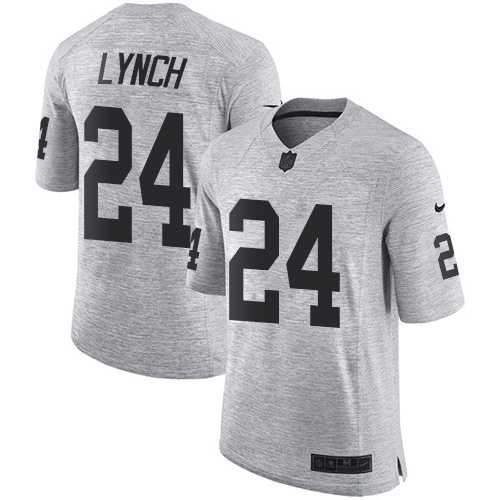 Nike Oakland Raiders #24 Marshawn Lynch Gray Men's Stitched NFL Limited Gridiron Gray II Jersey
