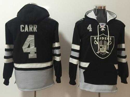 Nike Oakland Raiders #4 Derek Carr Black Grey Name & Number Pullover NFL Hoodie