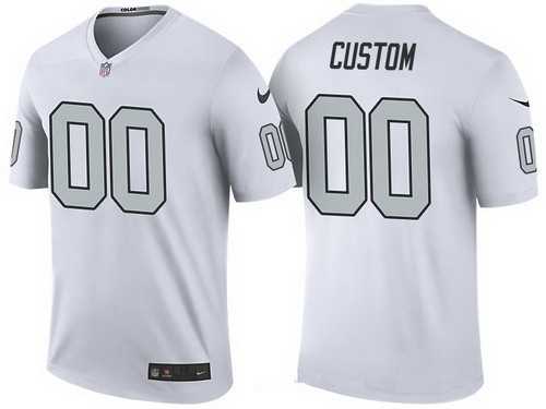 Nike Oakland Raiders Men's Customized White Jerseys(Grey Numbers)