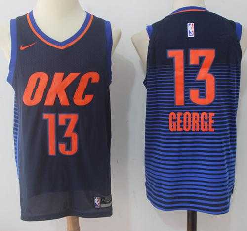 Nike Oklahoma City Thunder #13 Paul George Black Blue Stitched NBA Swingman Jersey