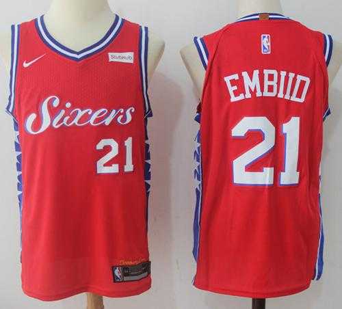 Nike Philadelphia 76ers #21 Joel Embiid Red Stitched NBA Swingman Jersey