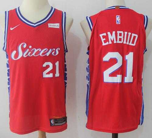 Nike Philadelphia 76ers #21 Joel Embiid Red Stitched NBA Swingman Jersey Nike Philadelphia 76ers #21 Joel Embiid Red Stitched NBA Swingman Jersey