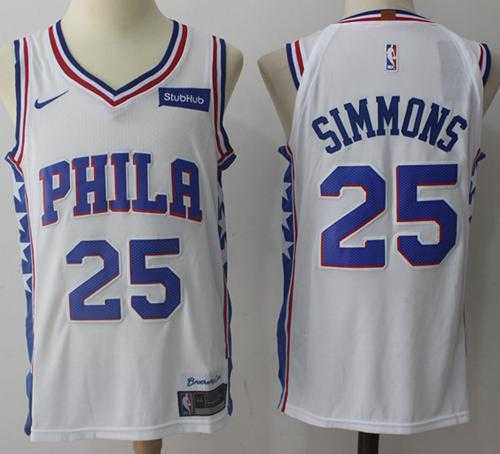 Nike Philadelphia 76ers #25 Ben Simmons White Stitched NBA
