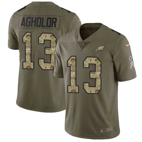 Nike Philadelphia Eagles #13 Nelson Agholor Olive Camo Men's Stitched NFL Limited 2017 Salute To Service Jersey