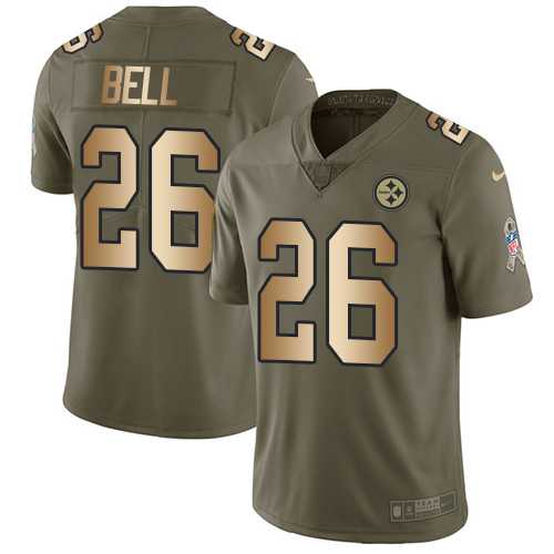 Nike Pittsburgh Steelers #26 Le'Veon Bell Olive Gold Men's Stitched NFL Limited 2017 Salute To Service Jersey