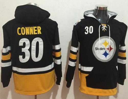 Nike Pittsburgh Steelers #30 James Conner Black Gold Name & Number Pullover NFL Hoodie