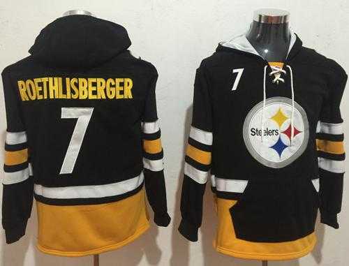 Nike Pittsburgh Steelers #7 Ben Roethlisberger Black Gold Name & Number Pullover NFL Hoodie