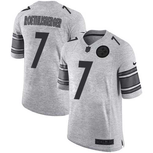Nike Pittsburgh Steelers #7 Ben Roethlisberger Gray Men's Stitched NFL Limited Gridiron Gray II Jersey