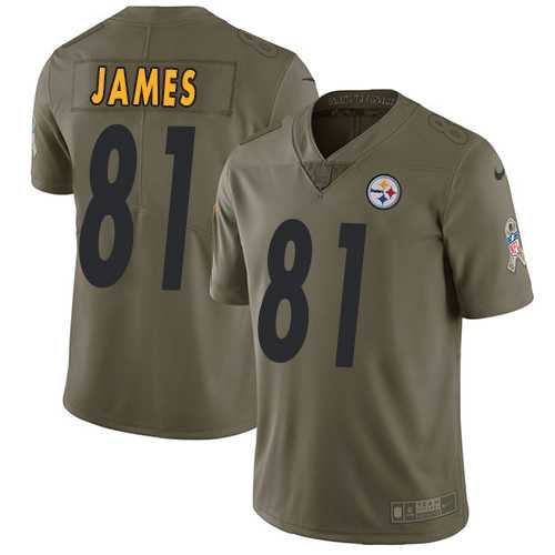 Nike Pittsburgh Steelers #81 Jesse James Olive Men's Stitched NFL Limited 2017 Salute To Service Jersey