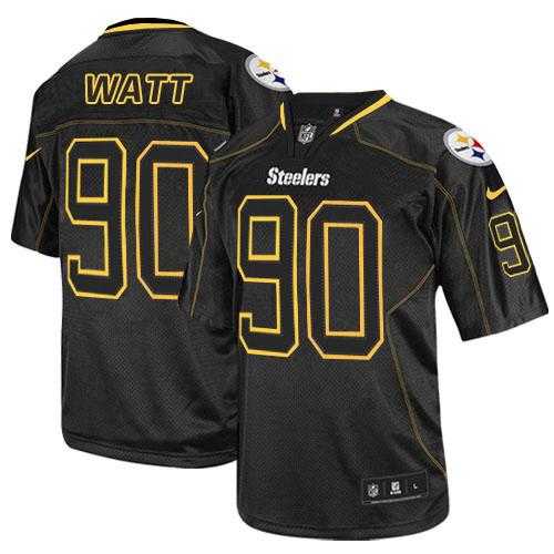 Nike Pittsburgh Steelers #90 T. J. Watt Lights Out Black Men's Stitched NFL Elite Jersey