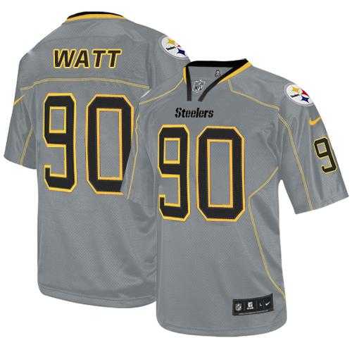 Nike Pittsburgh Steelers #90 T. J. Watt Lights Out Grey Men's Stitched NFL Elite Jersey