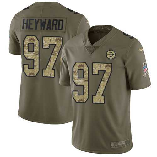 Nike Pittsburgh Steelers #97 Cameron Heyward Olive Camo Men's Stitched NFL Limited 2017 Salute To Service Jersey