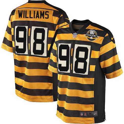 Nike Pittsburgh Steelers #98 Vince Williams Yellow Black Alternate Men's Stitched NFL 80TH Throwback Elite Jersey