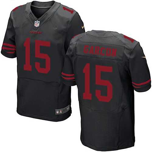 Nike San Francisco 49ers #15 Pierre Garcon Black Alternate Men's Stitched NFL Elite Jersey