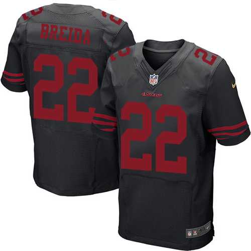 Nike San Francisco 49ers #22 Matt Breida Black Alternate Men's Stitched NFL Elite Jersey