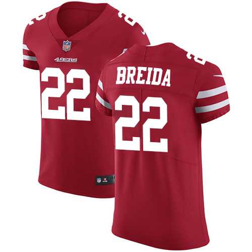 Nike San Francisco 49ers #22 Matt Breida Red Team Color Men's Stitched NFL Vapor Untouchable Elite Jersey