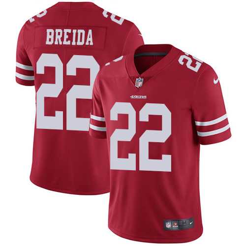 Nike San Francisco 49ers #22 Matt Breida Red Team Color Men's Stitched NFL Vapor Untouchable Limited Jersey