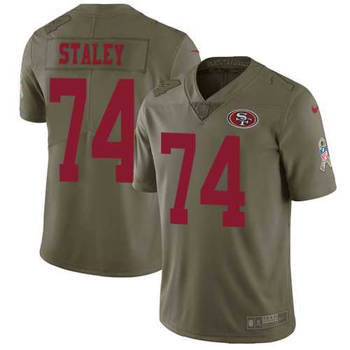 Nike San Francisco 49ers #74 Joe Staley Olive Men's Stitched NFL Limited 2017 Salute to Service Jersey